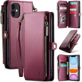 Compatible with iPhone 11 Wallet Case with Card Holder【RFID Blocking】 Zipper, for iPhone 11 Phone Case Wallet Wristlet Durable PU Leather Magnetic Flip Folio Cover for Women and Men,Lakeblue