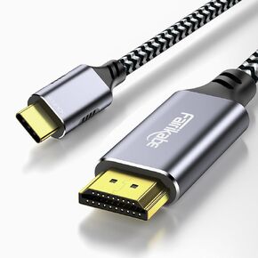 كابل USB C إلى HDMI 4K@60 هرتز، سلك USB من النوع C إلى HDMI بطول 6.6FT متوافق مع Thunderbolt 3، لجهاز MacBook Pro/Air، iPad Pro 2020/2021، iPad Air 4، iMac، Surface Pro، Dell XPS، Mac Mini والمزيد