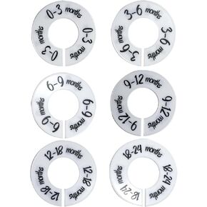 Baby Closet Dividers, Unisex Baby Closet Organizer for Nursery Baby Clothes Size Age, Baby Closet Dividers Fits 1.5" Rod, White Baby Closet Dividers for Clothing Racks