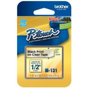 1/2" (12mm) Black on Clear P-Touch M Tape for Brother Home & Hobby, Home and Hobby Label Maker