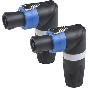 2Pack 4 Pin Right Angle Speaker Plug Speakon Connector, Speaker Jacks and Connectors Nl4fx Speakon Cables, Nl4fc Male Female Converter Nl2fx Plug Speakers Powercon Twist Lock
