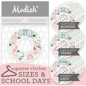Kids Closet Organizers and Storage, Baby Toddler Child Hanging Clothes Size Dividers: Months & Years, Kids Clothes Organizer, Girl Boho Vintage Pink Floral Baby Nursery and Children Room Décor