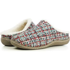 Women's 80-D Memory Foam Nakiska Slide House Slippers with Micro Suede and Faux Fur Fleece Lining with Man Made Wool
