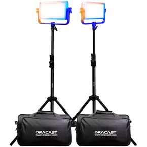 مجموعة مصابيح LED 2 من سلسلة Dracast Pro LED500 ثنائية اللون مع لوحات بطارية مثبتة على شكل حرف V وحوامل إضاءة in Kuwait