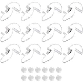 MECCANIXITY Ear Piece Headset Earpiece Agent Secret Earpiece Costume Prop with Earbuds, Replacement Acoustic Tube for 2-Way Radio Audio Headsets, Pack of 12