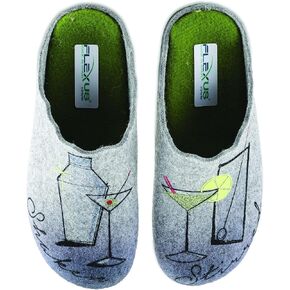 Flexus Spring Step Cocktail House Slippers for Women - Cozy Felt Round Toe Women's Clogs - Ladies Slippers for Indoor Use