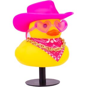 Car Rubber Duck with Duck Plug Holder Dashboard Decoration Car Decoration Ornaments with Mini Hat Sunglasses Necklace or Scarf（A3）
