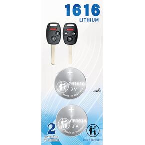 2Pack CR1616 Key Fob Battery Replacement for Honda 2005-2017 fits Civic Accord CR-Z CR-V Pilot Odyssey, Insight Crosstour Element etc (with Pry Tools)
