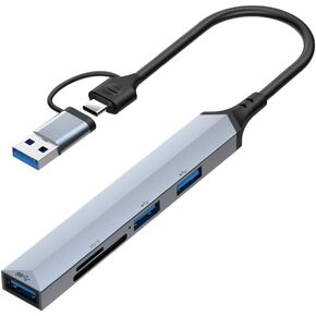 2 in 1 USB3.0 USBC to 1USB3.0 2USB2.0 SD TF Card Reader Hub Docking Station 1 in 5 out Computer Host Mac USB Typec External 5 Port USB Keyboard Mouse USB Disk Splitter Cable Adapter Converter