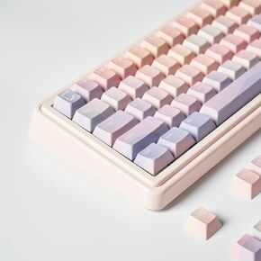 PBT Pink Keycaps Set Cherry Profile Dopamine Keycaps Custom Dye-Sublimation Keyboard Keycaps for 60% 65% 70% 75% 100% Cherry Gateron MX Switches Mechanical Keyboard
