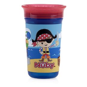 Nuby 360 Degree Easy Sip 3D Grip Wonder Cup with Printed Silicone Sleeve, Purple, Butterfly, 10 Oz