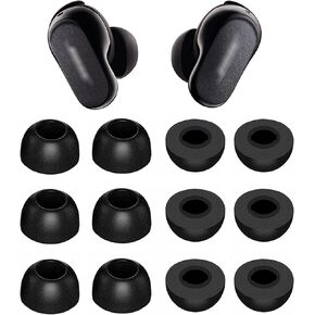 ALXCD Foam Eartips Compatible with Bose QuietComfort Earbuds II 2022 NEW, 6 Pairs S M L Sizes Soft Memory Foam Ear Tips, Compatible with BOSE QuietComfort Earbuds ii 2022, Black sml