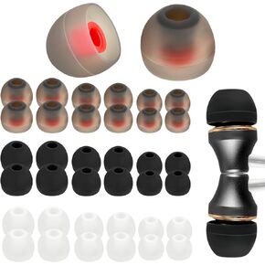 36Pcs Replacement Earbud Tips,Silicone Earbud Covers,Ear Bud Rubber Tips Suitable for Earphone Inner Holes 4.5mm to 6mm,3 Colors,3 Sizes