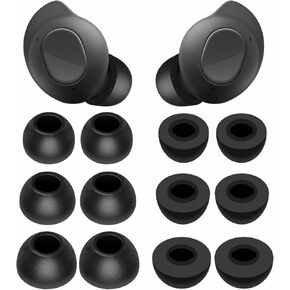 6 Pairs Galaxy Buds FE Memory Foam Tips, S/M/L Replacement Cancel Noise Fit in Case Comfortable No Silicone Pain Compatible with Samsung Galaxy Buds FE 2023 Release - Foam Black