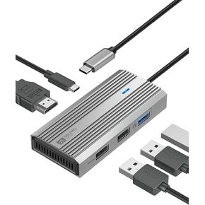 5 in 1 USB C Hub, 4k USB C to HDMI Adapter, 5Gbps USB 3.0 High Speed, 2 x 480Mbps USB Ports, Type-C 60W Fast Charging for MacBook (Silver)