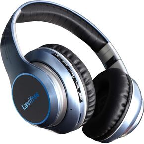 Bluetooth Wireless Headphones, Over Ear LED Light Up Headset with Mic,Hi-Fi Stereo Foldable Wireless/Wired,Micro SD/TF, FM for Adult Teen Kid for Phone/Samsung/Pad/PC/Kindle/Laptop/TV(Blue)