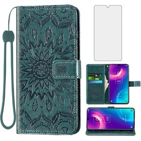 حافظة هاتف Asuwish لهاتف Alcatel TCL 30Z (T602DL)/ TCL 30 LE حافظات محفظة مع واقي شاشة من الزجاج المقسى وغطاء نحيف من الجلد وحامل بطاقات وحامل ملحقات الخلية TCL30 30 Z 30LE للنساء والرجال باللون الأزرق