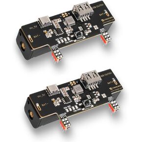 2pcs Breadboard Power Supply Module 3.3V 200mA 5V 2A Prototype Breadboard Equiped with USB Type-C Charging Port, Type-A Output Port Rechargeable Battery's Stand, Charging Module for Arduino