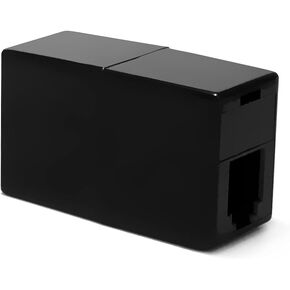 Black RJ9 Coupler for Telephone Headsets, Adapter 4P4C Female to Female Jacks with Gold Plated Contacts