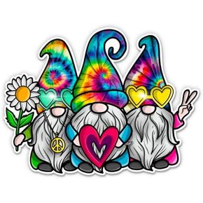 Peace Gnomes Sticker - 3" Laptop Sticker - Waterproof Vinyl for Car, Phone, Water Bottle - Gnomies Cute Hippie Boho Love Decal