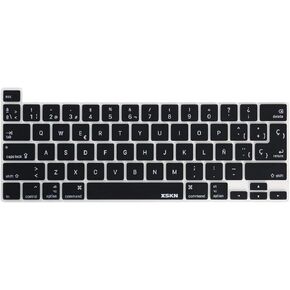 XSKN Spanish Language Black Silicone Keyboard Cover Skin for Touch Bar Models 2019 New MacBook Pro 16 inch A2141 2020 New MacBook Pro 13.3 inch A2251 A2289 A2338 M1 Keyboard US & EU Common Version