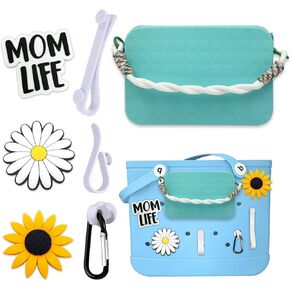 YIXIPAZH Accessories Set for Bogg Bag, 1Pcs Phone Storage Bag, 3PCS Charms for Bogg Bag Accessories Charms Set, 3pcs Hooks Compatible with Bog Bags Phone Holder Set for Beach Rubber Beach Bag (Blue)