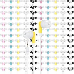 200 Pcs Wired Earphones Bulk Wired Earbuds with 3.5 mm Headphone Plug Multi Color Wired Earbud Headphones for Kids Adults School Classroom Libraries Smartphones Laptop Gym
