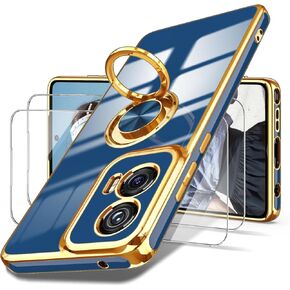 Dretal for Moto G Stylus 5G 2024 Case, 2X Screen Protector, 360° Rotatable Ring Holder Magnetic Kickstand,Plated Gold Edge Slim Soft TPU Protective Cover for Motorola G Stylus 5G 2024 (Purple) in Kuwait