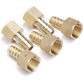 LTWFITTING No Lead Brass Fitting Coupler/Adapter 1/2" Hose Barb x 1/2" Female NPT Fuel Gas Water (Pack of 5)