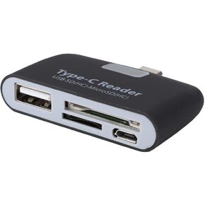 Type C Card Reader, Multi in 1 USB 3.1 Type C Memory Card Reader with USB/SD/TF/Micro USB Port Support OTG Function for , for Mac Mini, PCs and Laptops(Black)
