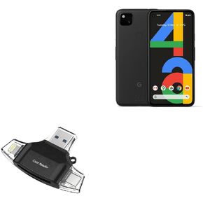 BoxWave Smart Gadget Compatible with Google Pixel 4a 5G - AllReader SD Card Reader, microSD Card Reader SD Compact USB for Google Pixel 4a 5G - Jet Black