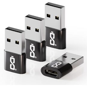 USB C Female to USB Male Adapter 4-Pack, Type C to USB A Charger Cable Converter,Compatible with iPhone 11 12 13 14 15 Plus Pro Max,iPad Pro Air 4 Mini 6,Samsung Galaxy S24 S23 S22 S21