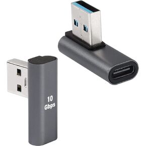 QIANRENON 90°USB 3.1 to USB C Adapter USB A Male to Type C Female Right Angle Coupler 10Gbps OTG Data Transfer Converter Connector for Smartphone,Tablet,2 Pcs