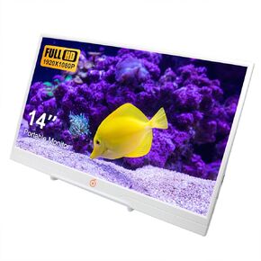 14 Inch Portable Monitor, 1080P HD Resolution Dual Speakers Multi-functional Interface IPS LED Backlight Display Panel Compatible with PS3/PS4/ PS5, X-box, Switch, Pi 800