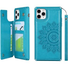 Cavor for iPhone 11 Pro Max Cases Wallet with Card Holder,iPhone 11 Pro Max Cases for Women Men,Phone Case iPhone 11 Pro Max Case with Stand and Strap,Leopard Grain Shockproof Protective Cover-Black