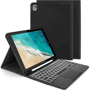 SaharaCase Protection Bluetooth Keyboard Case with Mouse Pad for Apple iPad 10.2 Inch (9th Generation 2021) [Shockproof Bumper] Heavy Duty Rugged Protection Antislip Integrated Kickstand - Black