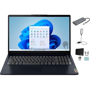 Lenovo Ideapad 3i 15.6" FHD Touch Laptop, Intel Core i5-1155G7, 12GB DDR4 RAM, 1TB SSD, Webcam, Wi-Fi, Bluetooth, Intel Iris Xe Graphics, Windows 11 Home, Abyss Blue with Accessories