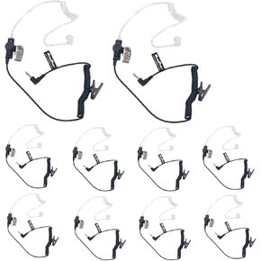 MaximalPower 3.5mm Receiver/Listen ONLY Surveillance Headset Earpiece with Clear Acoustic Coil Tube Earbud Audio Kit for Two-Way Radios (10 Pack, Regular Cord)