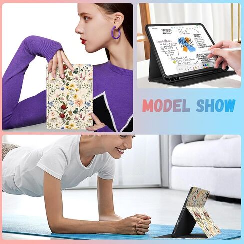 for Samsung Galaxy Tab A9 Plus Case 11 inch(SM-X210/X216/X218), Girls Women Cute Pretty Folio Cover with Pencil Holder, Auto Week/Sleep Design for Samsung A9+ Plus Tablet Cases, Floral in Saudi Arabia