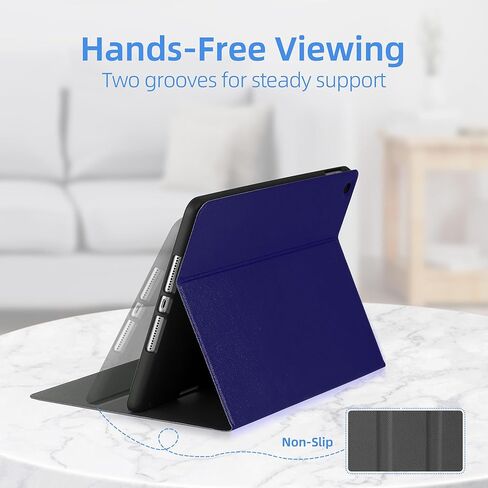 حافظة لجهاز iPad الجيل التاسع مقاس 10.2 بوصة 2021، حافظة iPad الجيل الثامن 2020، حافظة iPad الجيل السابع 2019 - غطاء حامل متعدد الزوايا مع حامل أقلام، إيقاظ تلقائي للنوم (أسود) in Kuwait