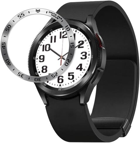 Compatible for Samsung Galaxy Watch 6 Classic 47mm Watch Bezel Ring, Stainless Steel Frame Polished Adhesive Cover Anti-Scratch Protector Lightweight Cover Ring(black, 47mm) in Saudi Arabia