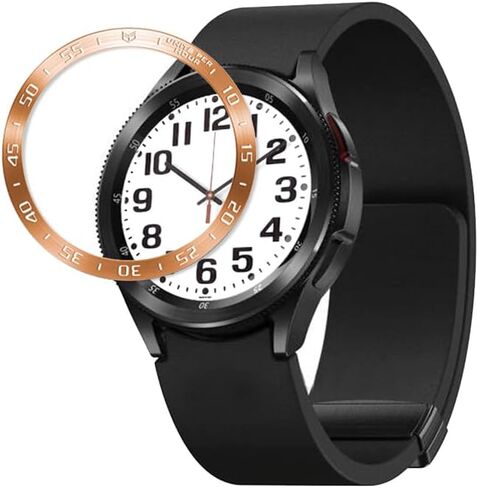 Compatible for Samsung Galaxy Watch 6 Classic 47mm Watch Bezel Ring, Stainless Steel Frame Polished Adhesive Cover Anti-Scratch Protector Lightweight Cover Ring(black, 47mm) in Kuwait