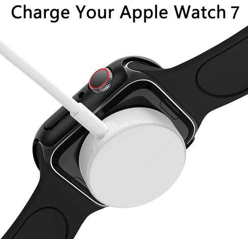 [عبوة من قطعتين متوافقة مع ساعة Apple Watch Series 7 مقاس 45 مم مع واقي شاشة مدمج من الزجاج المقوى (أسود 45 مم) in Kuwait