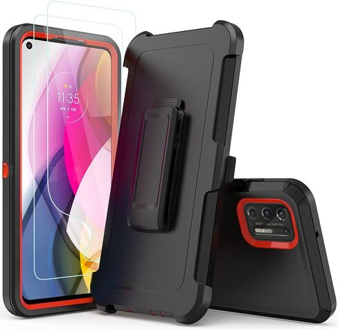 TENCO متوافق مع حافظة Moto G Stylus (2021)، غير مناسبة لـ Moto G Stylus 5G، مع واقي شاشة، حافظة متينة مقاومة للصدمات مع حافظة بمشبك حزام لـ Moto G Stylus (أسود) in Kuwait