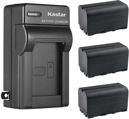 Kastar 4 عبوات NP-F750 / NP-F770 استبدال شاحن البطارية وشاحن الحائط AC لـ GVM GVM-Y1 GVM S200 GVM-5W GVM Wand Light GVM-BD-60D GVM-BD-100D، GVM T20R GVM-TD-JY258 GVM 12D GVM-50M مصباح فيديو LED in Kuwait