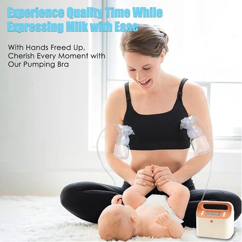 Hands Free Pumping Bra Hands-Free Breast Pump Bra Nursing Bras | Pumping Adjustable Breast-Pumps Holding and Nursing Bra (Black, Large) in Kuwait