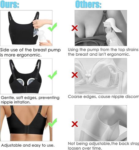 Hands Free Pumping Bra Hands-Free Breast Pump Bra Nursing Bras | Pumping Adjustable Breast-Pumps Holding and Nursing Bra (Black, Large) in Kuwait