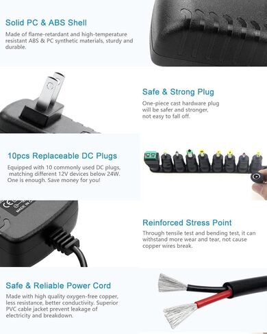 24 فولت 1A محول التيار الكهربائي العالمي التيار المتناوب 100 فولت-240 فولت إلى تيار مستمر 24 فولت 1A 0.8A 550mA محول الطاقة جدار سلك الطاقة محول 10 نصائح التوصيل in Kuwait