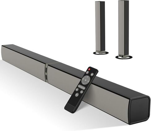 MZEIBO TV Sound Bar, Sound Bars for Smart TV, Bluetooth 5.0 Soundbar 60W 32Inch Detachable Soundbars with HDMI-ARC/Optical/AUX Connection, TV Speakers Soundbar (Beige/Black) in Kuwait