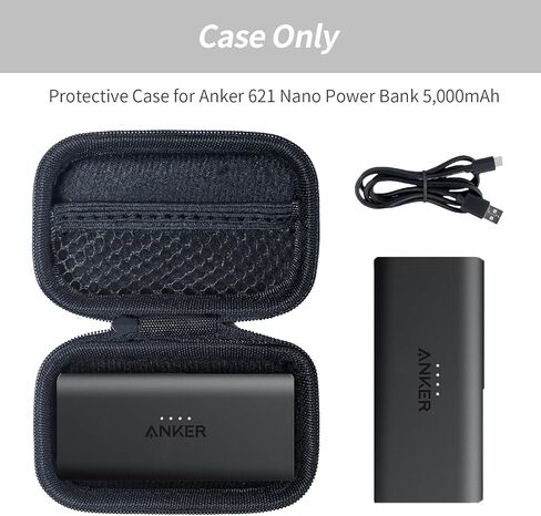 حافظة بديلة مع Anker Nano 621، حقيبة سفر صلبة لبنك الطاقة Anker 621، حقيبة شاحن محمولة معتمدة من MFi بقدرة 5000 مللي أمبير في الساعة، حافظة فقط (أسود) in Kuwait